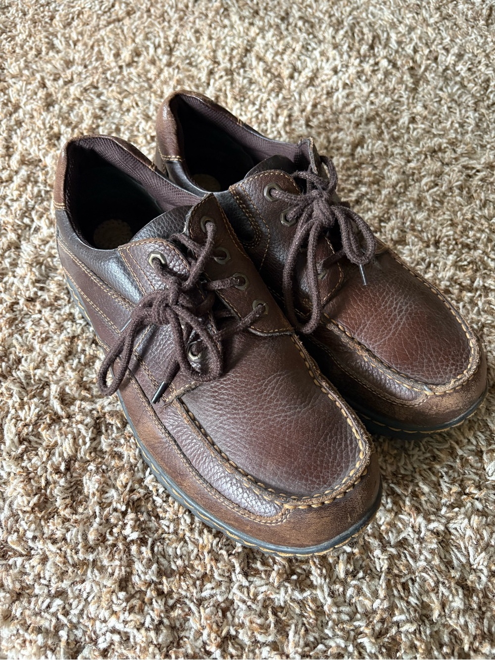 Men's Brown Leather Moc Toe Casual Lace-Up Slip-On Shoes